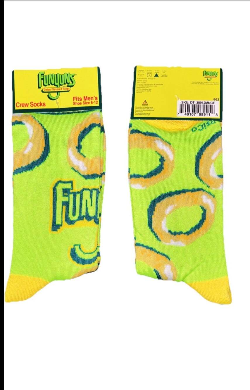 Odd Sox Funyuns Crazy Socks Mens 6-12 Crew Socks Novelty Gift Gag Funny Socks